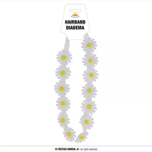 DIADÈME/RUBAN AVEC FLEURS BLANCHES