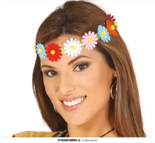 DIADÈME/RUBAN AVEC FLEURS MULTICOULEURS – Image 2