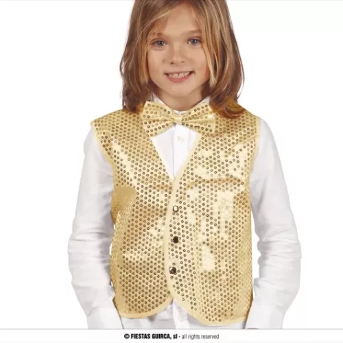 GILET A SEQUINS EN OR ENFANT