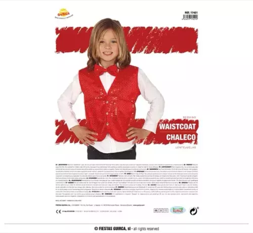 GILET A SEQUINS EN ROUGE ENFANT