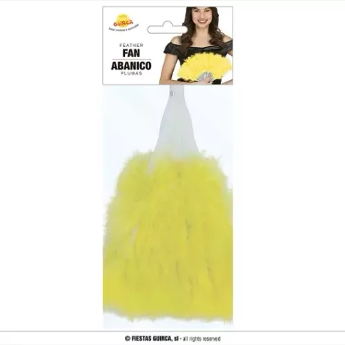 ÉVENTAIL À PLUMES JAUNES 16 BRINS