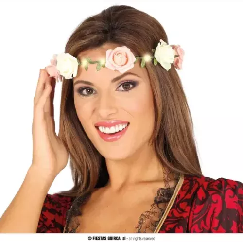 TIARE FLEURS ROSES AVEC LUMIÈRE