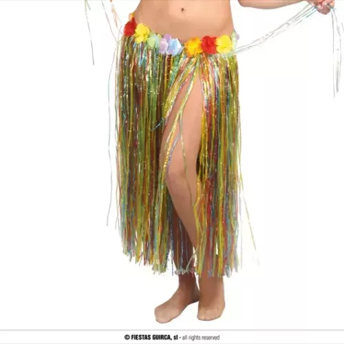 JUPE HAWAIENNE FLEURS 75 CMS MULTICOULEUR