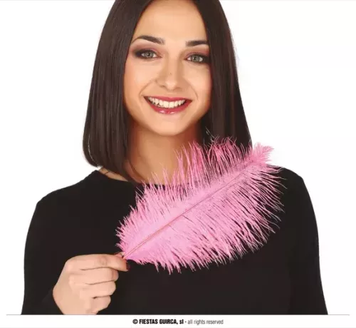 SAC 12 PLUME AUTRUCHE ROSE 30 CMS