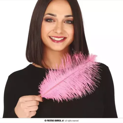 SAC 12 PLUME AUTRUCHE ROSE 30 CMS
