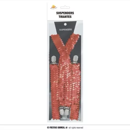 BRETELLES A SEQUINS ROUGE ADULTE