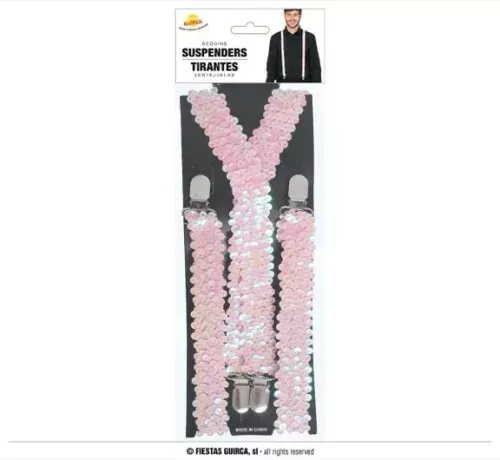 BRETELLES A SEQUINS ROSE ADULTE