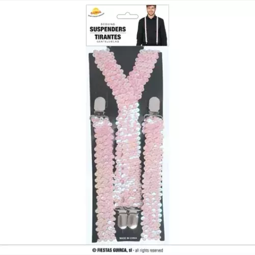 BRETELLES A SEQUINS ROSE ADULTE