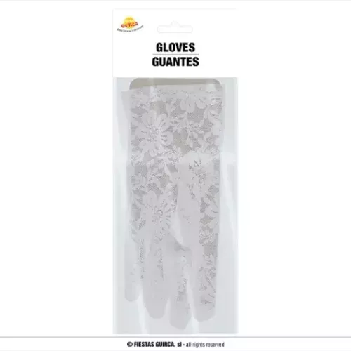 GANTS EN DENTELLE BLANC 22CM