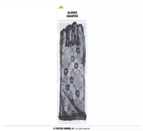 GANTS EN DENTELLE NOIR 22 CM