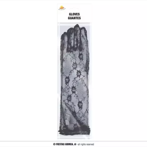 GANTS EN DENTELLE NOIR 22 CM