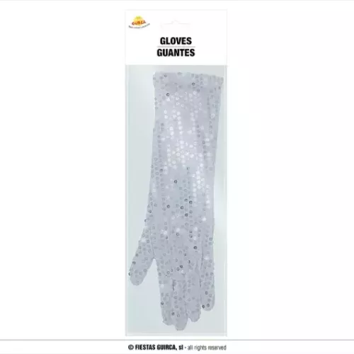 GANTS A SEQUINS BLANCS 40CM H.Q