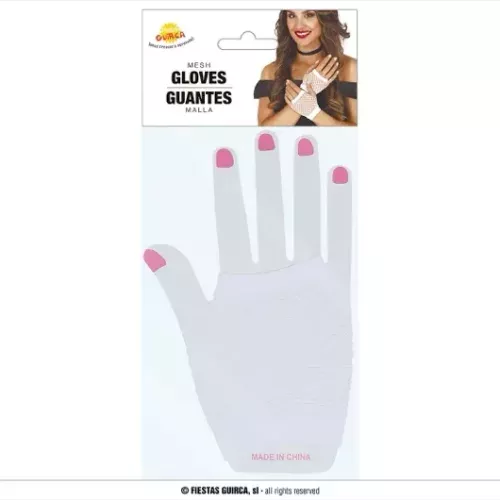 GANTS EN RÉSILLE BLANC 11CM