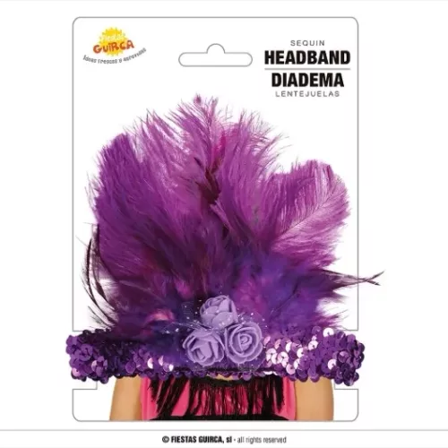 BANDEAU À SEQUINS FUSCIA AVEC PLUMES