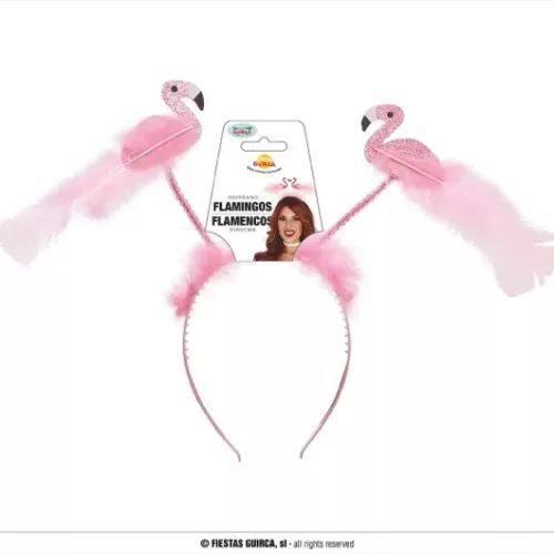 SERRE TETE AVEC 2 FLAMANTS ROSE PLUMES