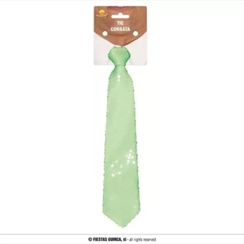 CRAVATE 38 CMS PAILLETTES VERT FLUO