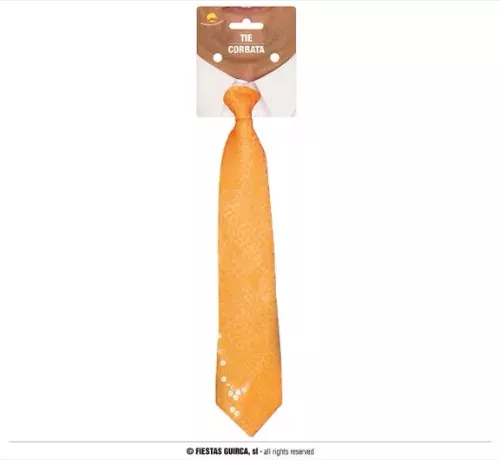 CRAVATE 38 CMS PAILLETTES ORANGE FLUO
