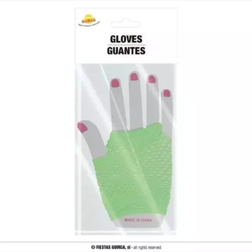 GANTS EN MAILLE VERT FLUO 11 CM
