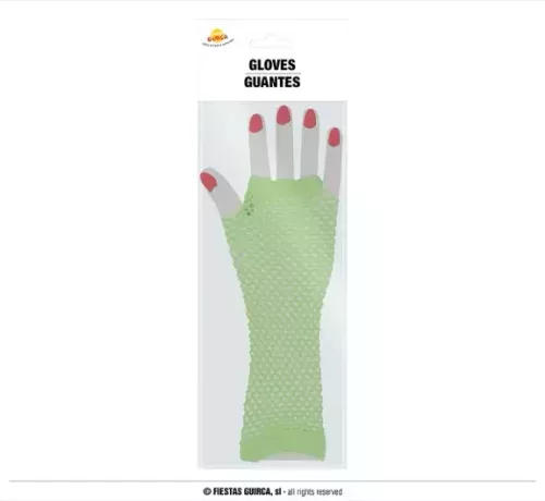 GANTS EN MAILLE VERT FLUO 26 CM