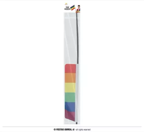 DRAPEAU AVEC HAMPE ARC-EN-CIEL 35X45 CMS