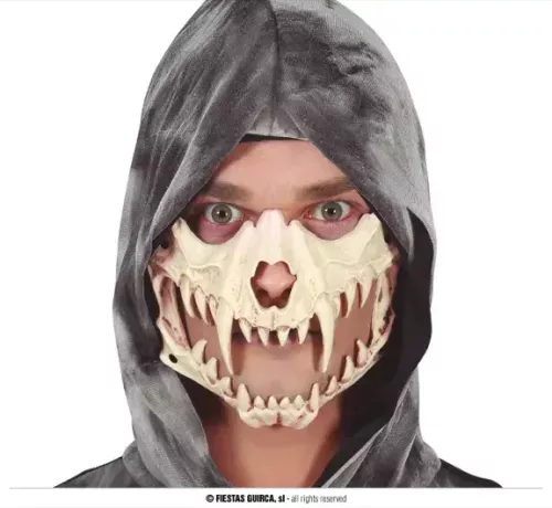 DEMI-MASQUE DE TÊTE DE MORT AVEC DENTS, EN PVC