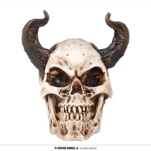 TÊTE DE MORT AVEC CORNES 20 CMS