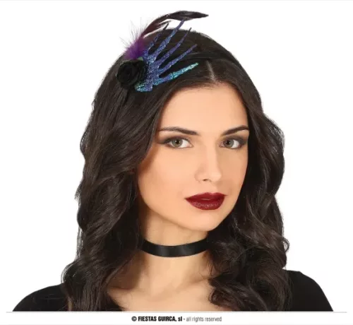 SERRE TÊTE AVEC MAIN ET ROSE NOIRE
