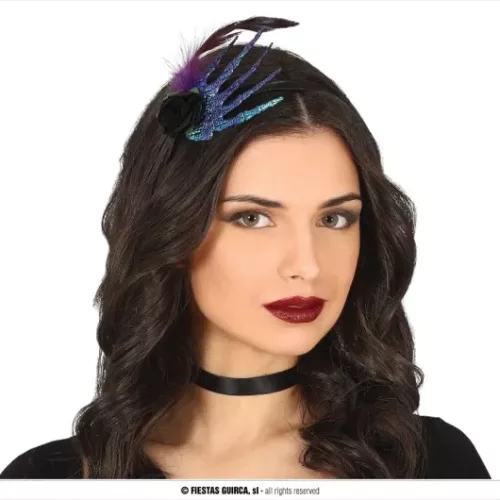 SERRE TÊTE AVEC MAIN ET ROSE NOIRE