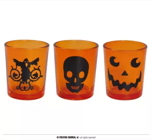 PACK 3 PETIT VERRE HALLOWEEN 6.5X5 CMS