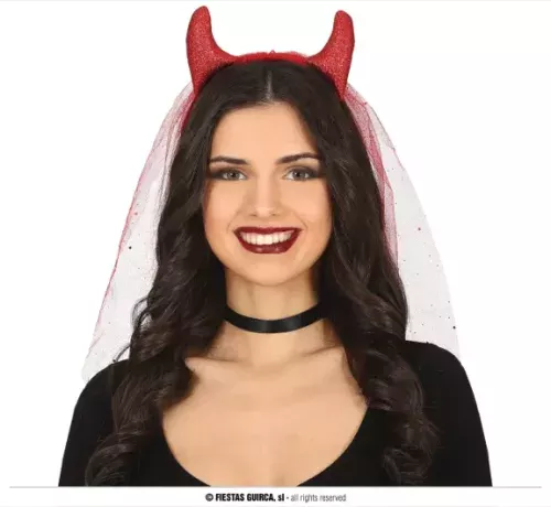 SERRE TÊTE DE SORCIÈRE NOIRE AVEC VOILE