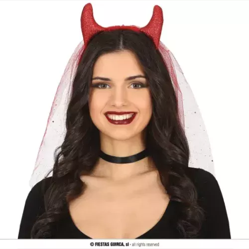 SERRE TÊTE DE SORCIÈRE NOIRE AVEC VOILE
