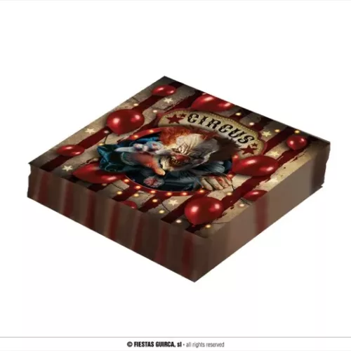 SACHET 210 SERVIETTES DE TABLE CLOWN 16X16 CMS
