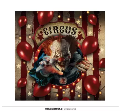 SACHET 210 SERVIETTES DE TABLE CLOWN 16X16 CMS – Image 2