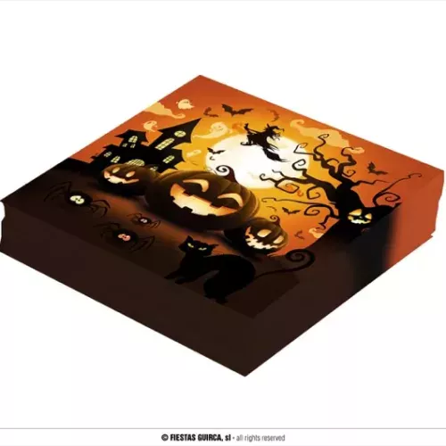 SACHET 20 SERVIETTES CITROUILLE 16X16 CMS