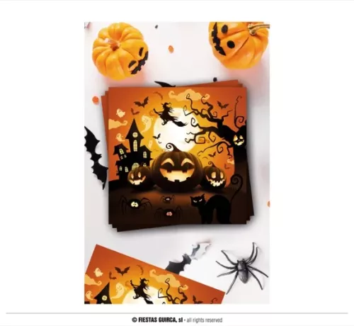 SACHET 20 SERVIETTES CITROUILLE 16X16 CMS – Image 3
