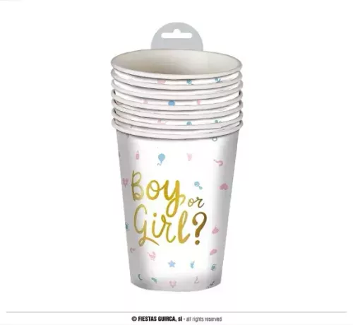 SACHET 6 GOBELETS IT'S A BOY OR IT'S A GIRL