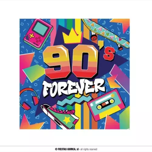 SACHET 20 SERVIETTES 90S, 16X16 CMS