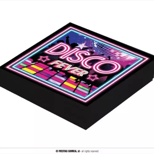 SACHET 20 SERVIETTES DISCO FEVER, 16X16 CMS