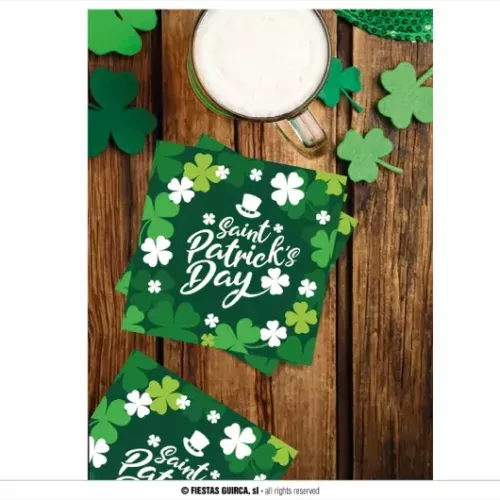 SACHET 20 SERVIETTES ST PATRICK 16X16 CMS