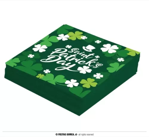 SACHET 20 SERVIETTES ST PATRICK 16X16 CMS – Image 2