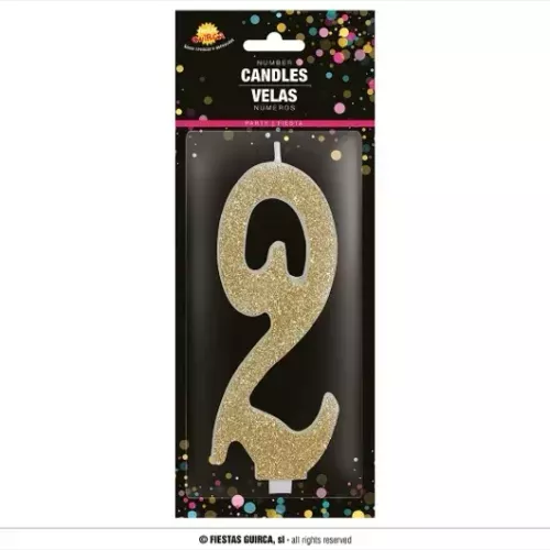 BOUGIE PAILLETÉE OR Nº 2, 12,5 CMS
