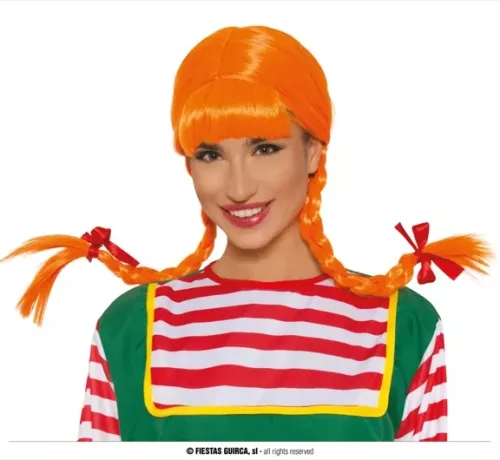 PERRUQUE TRESSE ORANGE (BOÎTE)