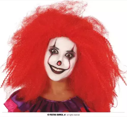 PERRUQUE CLOWN ROUGE AVEC BOÎTE