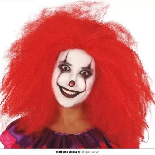 PERRUQUE CLOWN ROUGE AVEC BOÎTE