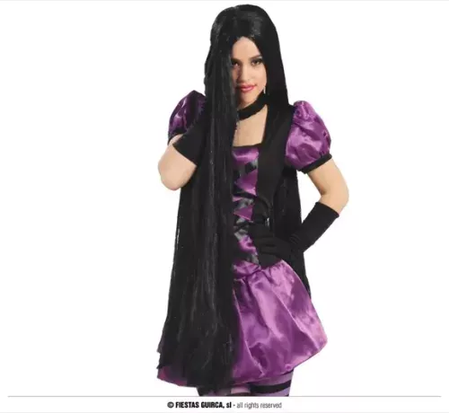 PERRUQUE CHEVEUX LONGS NOIRE 100 CMS