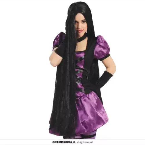 PERRUQUE CHEVEUX LONGS NOIRE 100 CMS