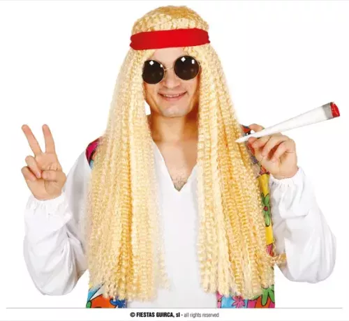 PERRUQUE HIPPIE AVEC BANDEAU (BOÎTE)
