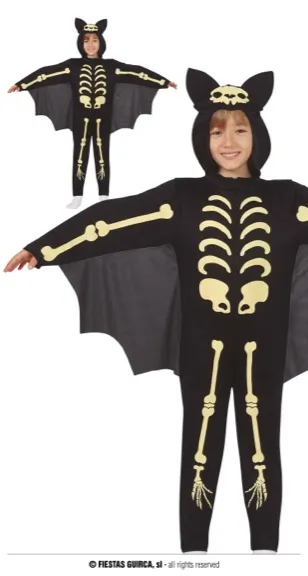 CHAUVE SOURIS SQUELETTE 3 4 ANS