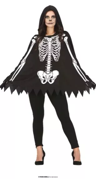 SKELETON PONCHO, ADULTE,