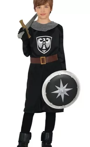 BLACK MEDIEVAL WARRIOR, ENFANT, 3 – 4 ANS